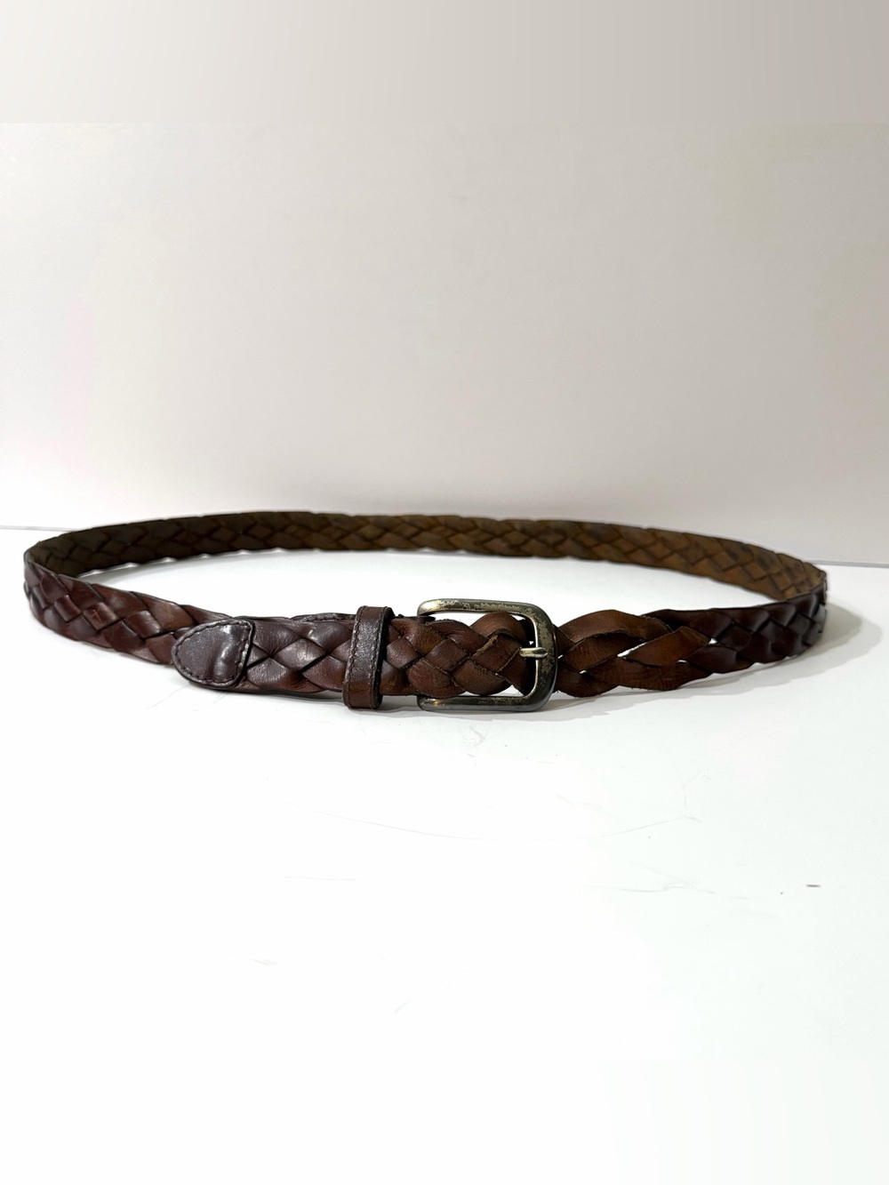 Vintage Dockers Leather Braided Belt with Solid Brass Buckle